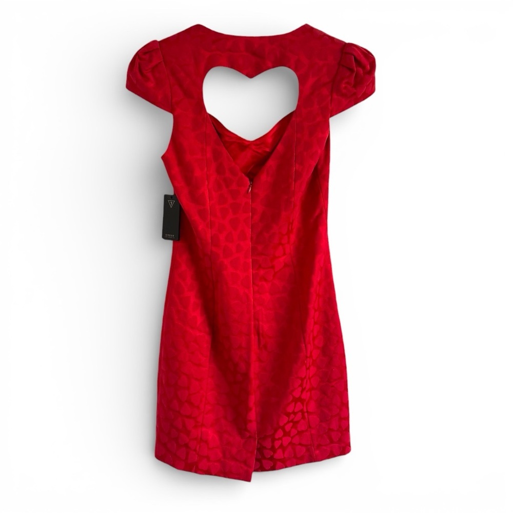 NWT Guess Ruby Red Capsleeve Sweetheart Valentines heart jacquard DRESS SZ 4 - Picture 12 of 12